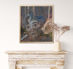 Portrait abstrait moderne à l'huile sur toile - Figuratif multicolore