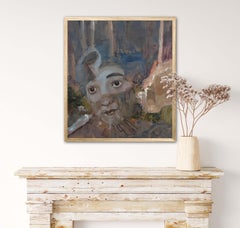 Retrato Abstracto Moderno Óleo sobre Lienzo Figurativo Multicolor Gestual