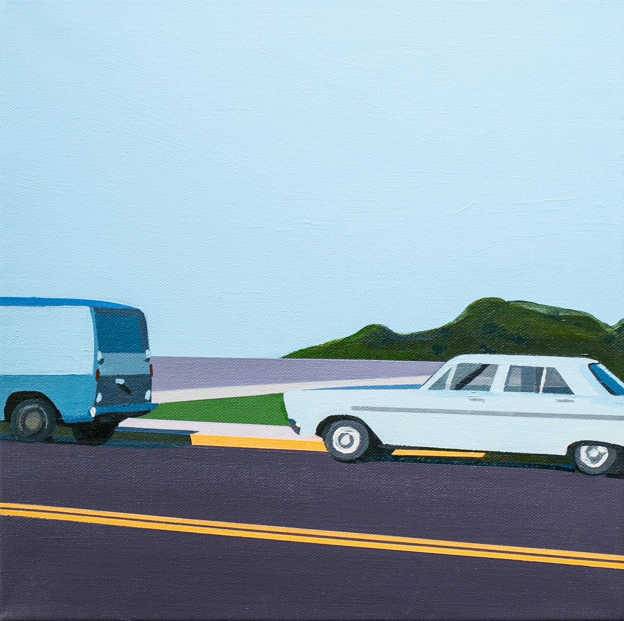 Jessica Brilli Still-Life Painting - "11 AM", Figurative Acrylic Painting, Cars, Cityscape, Landscape