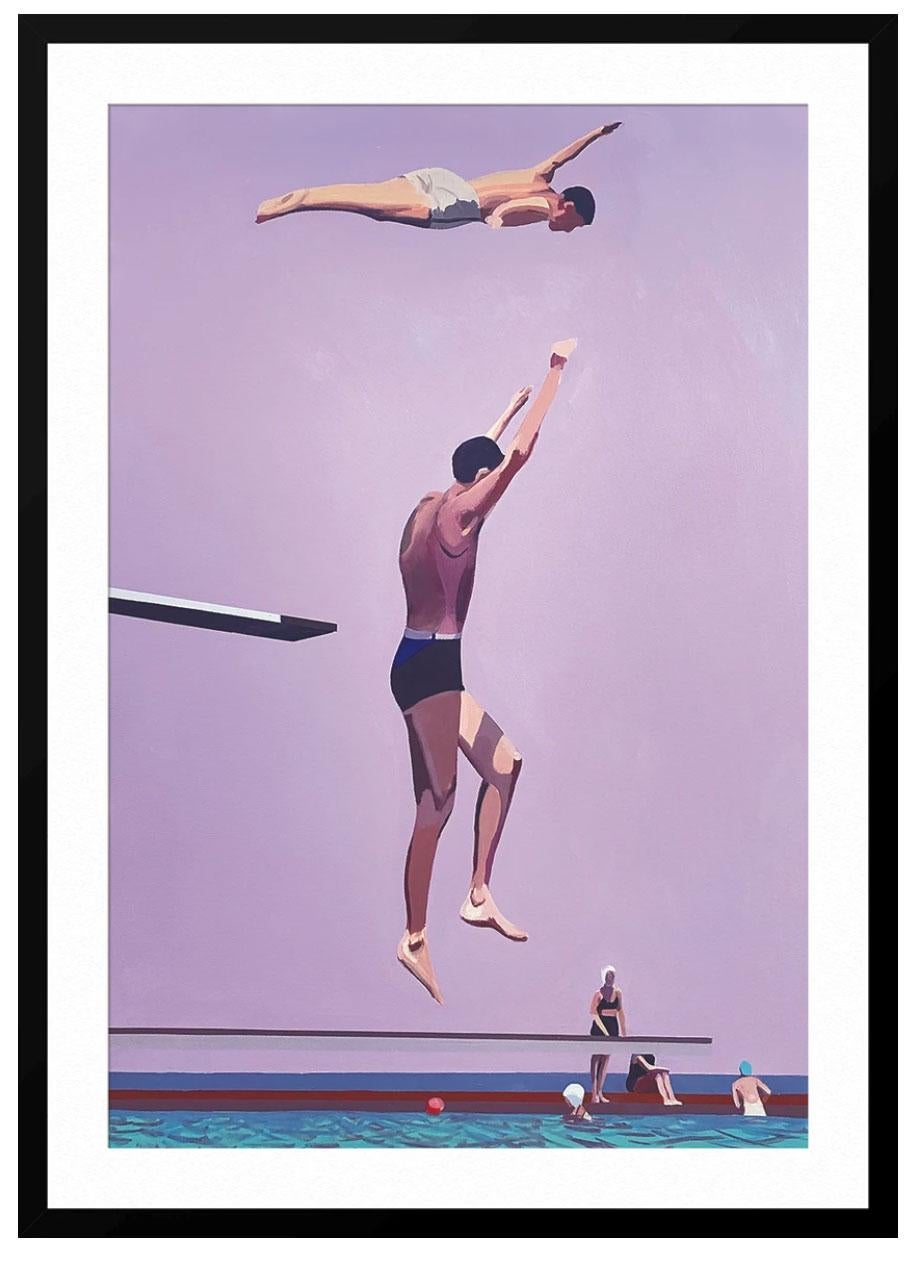 Divers at Jones Beach - Purple Landscape Print by Jessica Brilli