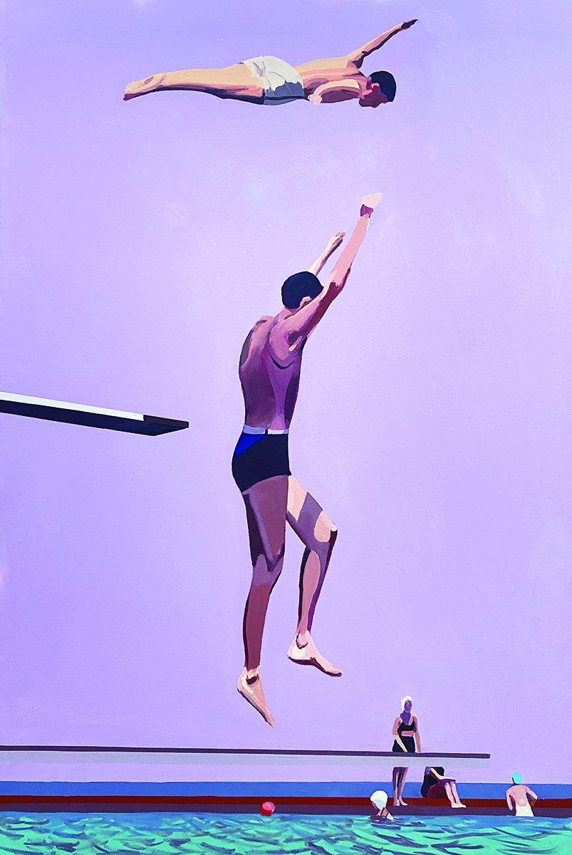 Jessica Brilli Figurative Print - Divers at Jones Beach