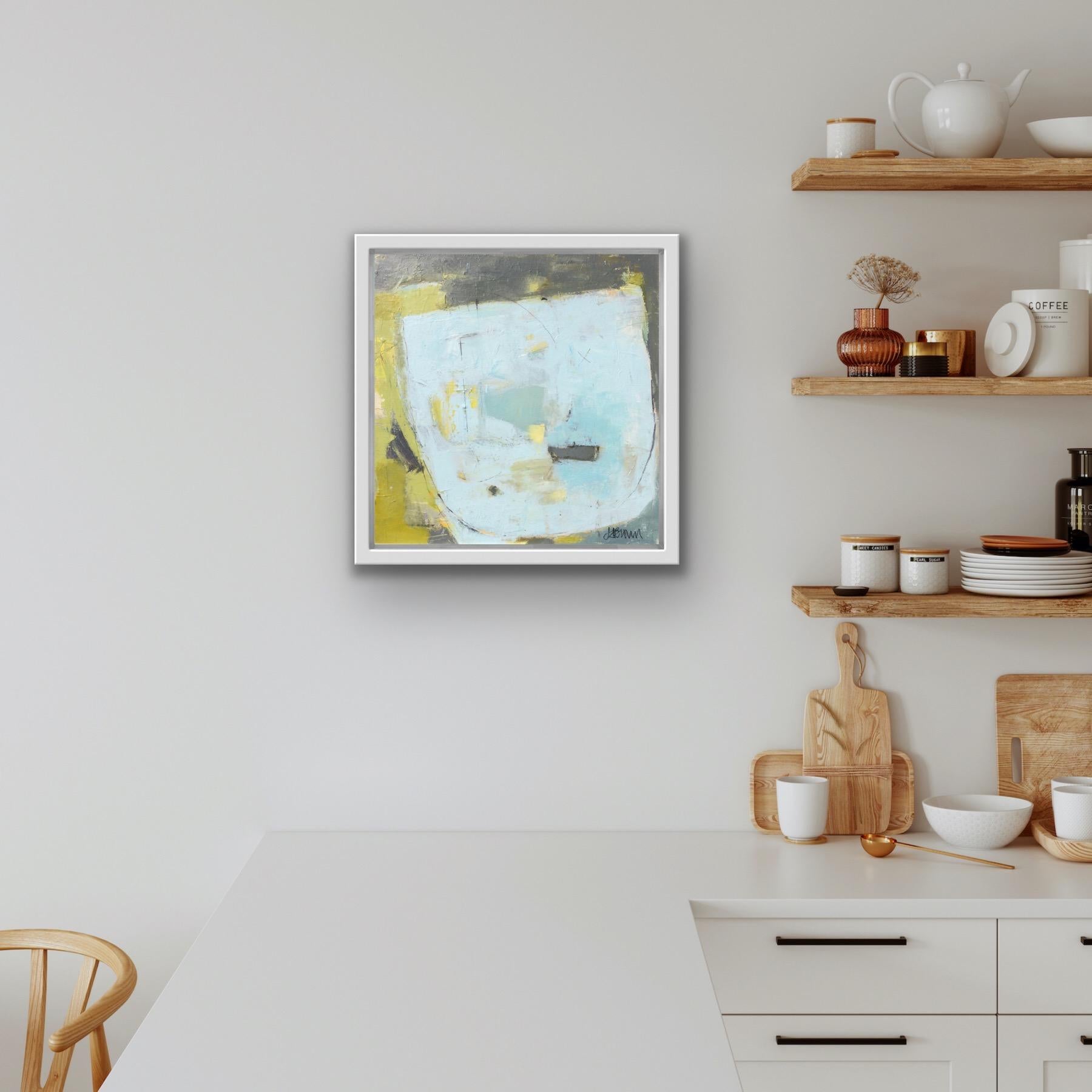 Puerto Seguro, Pintura Abstracta Azul y Verde, Arte en Paleta de Colores Pasteles 1