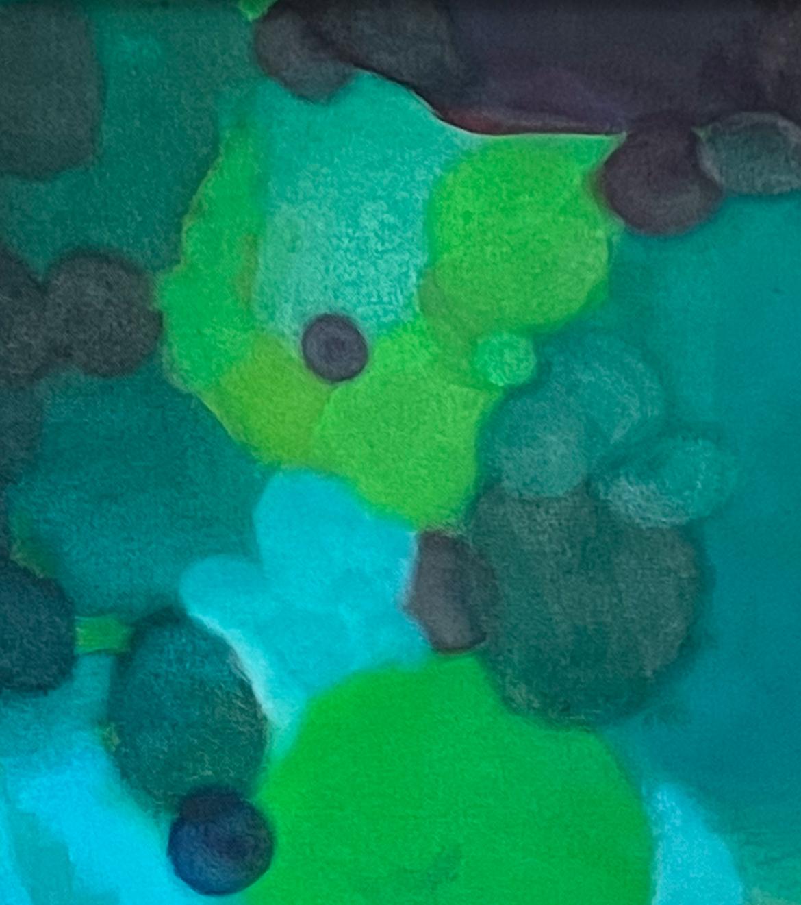 Still Sardegna, on Time - Blue Abstract Painting by Jessica Caldwell Dagois