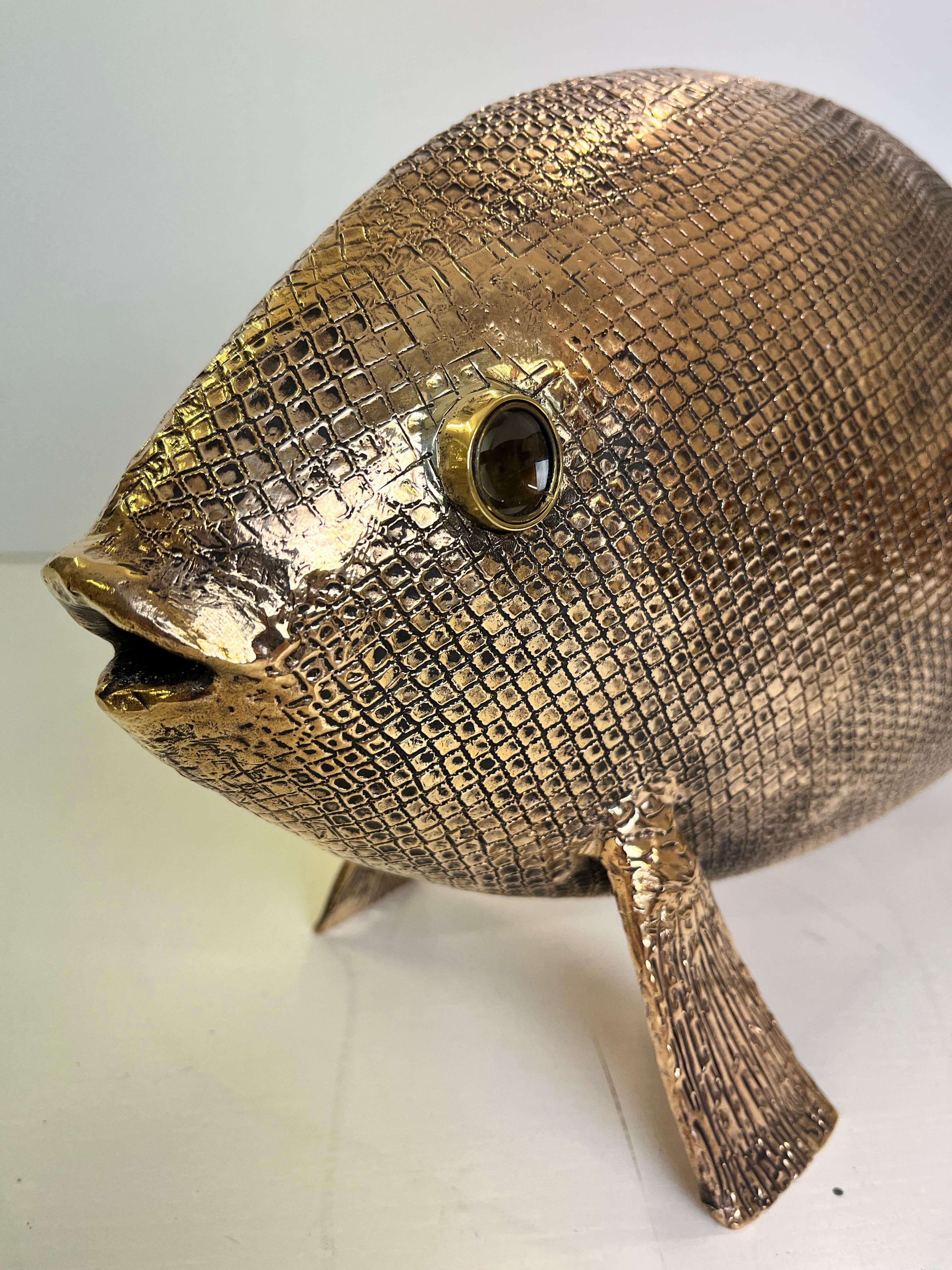 Promised Land in an elegant bronze sculpture fish - Naturalistic Sculpture by Jessica Carroll