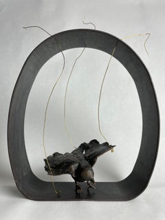 Passero - Scultura contemporanea in bronzo e ferro, pezzo unico