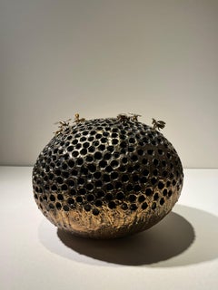 Bronze naturalistic bee hive indoor sculpture  