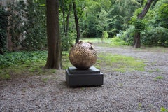 Almost one meter diameter sphere bronze Bee Hive - unique outdoor sculpture