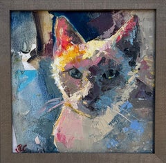 "Bluepoint" (2024) By Jessica Cook, Original Oil Painting of Cat