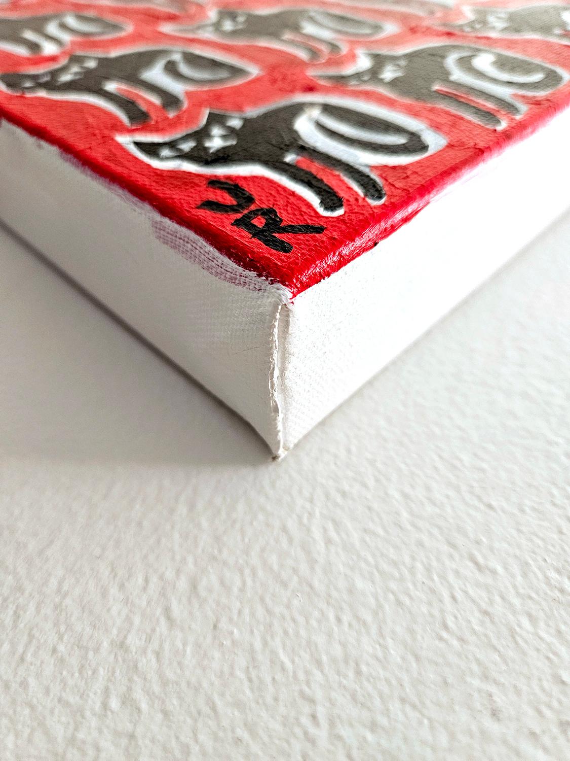 36 Gatti neri, dipinto originale - Painting di Jessica JH Roller