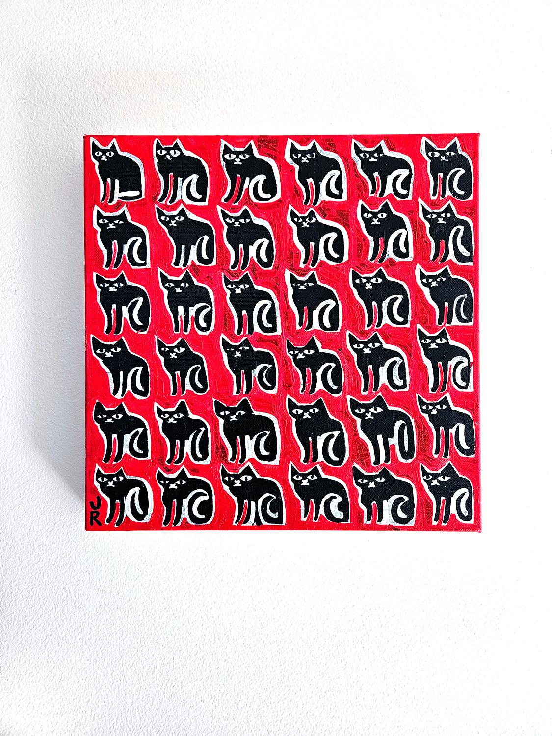 36 Gatti neri, dipinto originale - Painting Pop Art di Jessica JH Roller