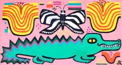 Alligator and Butterfly, Original Painting