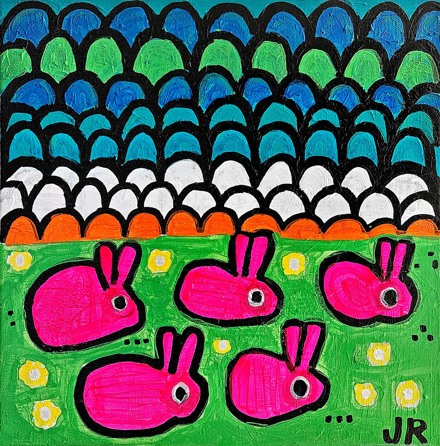 Coniglietti da spiaggia, dipinto originale - Art di Jessica JH Roller