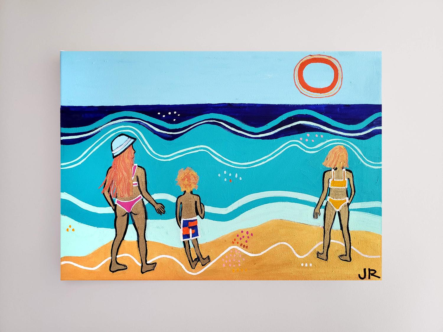 <p>Artist Comments<br />A perfect summer afternoon to play on the warm sand. Artist Jessica JH Roller depicts three figures out at the beach in their swimsuits. 