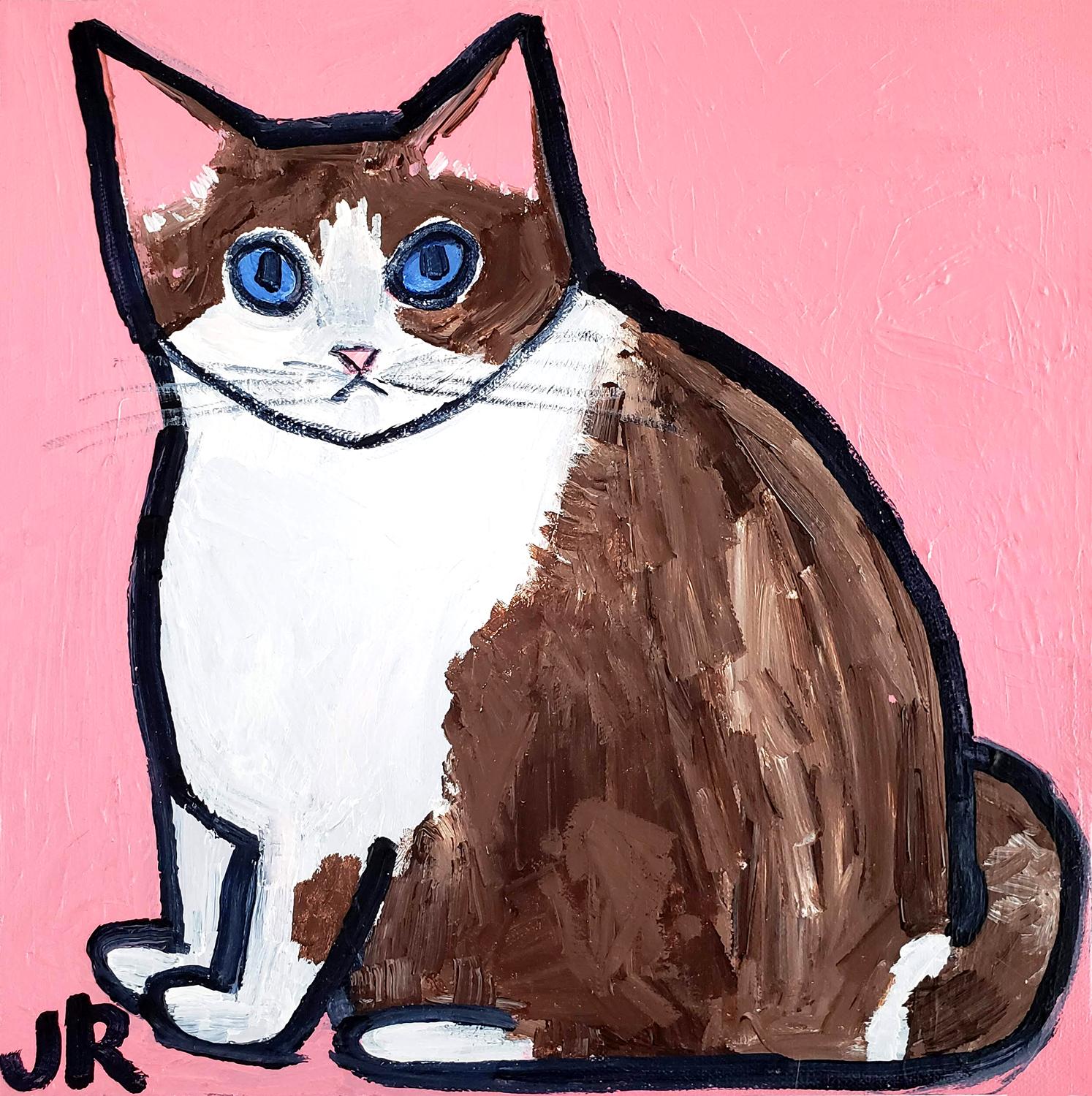 Jessica JH Roller Animal Painting - Big Kitty, Original Painting