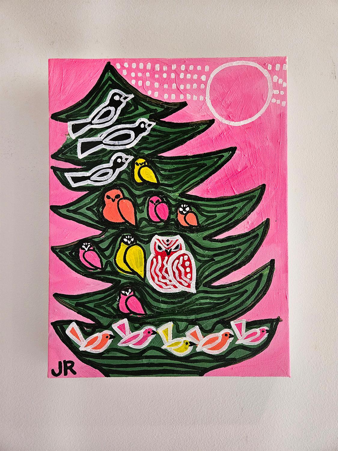 Arbre à oiseaux, peinture originale - Contemporain Painting par Jessica JH Roller