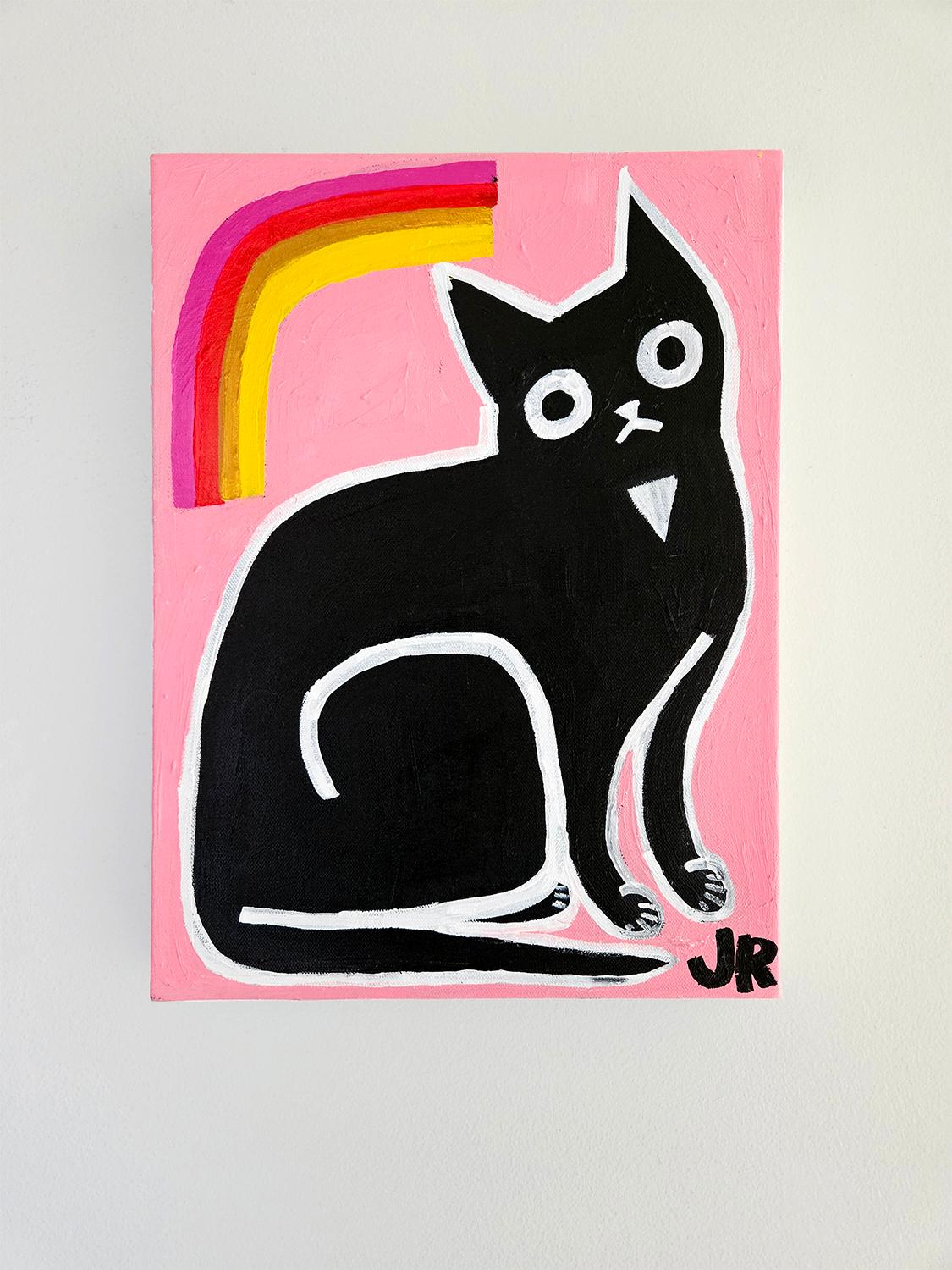 <p>Artist Comments<br>Artist Jessica JH Roller paints her endearing black cat and a colorful, fruity candy. 
