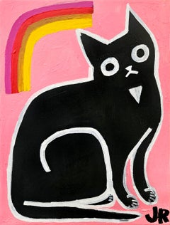 Black Cat with Fruit Stripe, Original Painting