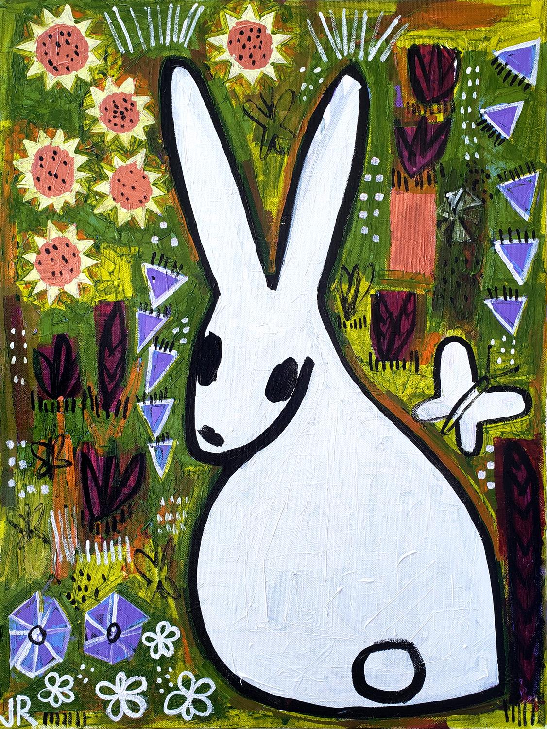 Bunny in the Prairie, Original Painting - Art by Jessica JH Roller