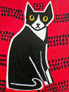 Buttons on Red, Original Painting