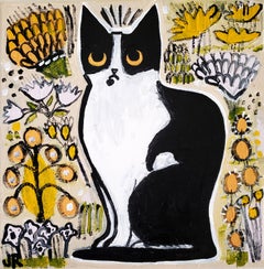 Cat in the Garden, Original Painting