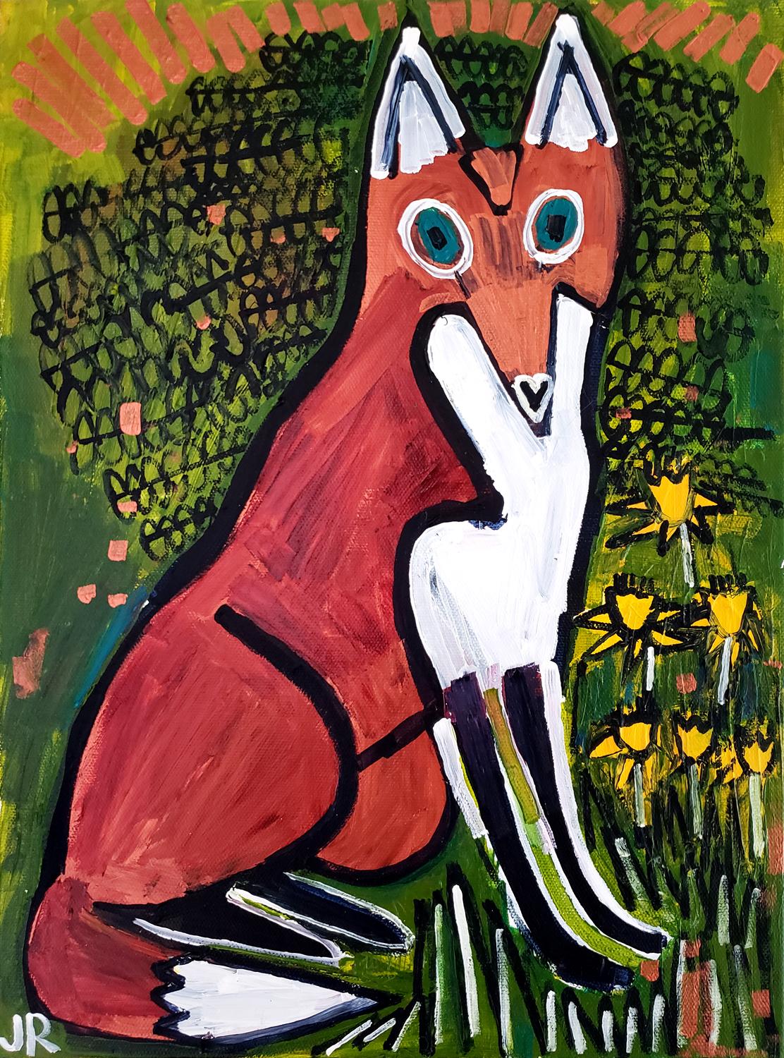 Jessica JH Roller Animal Painting - Copper Fox, Original Painting