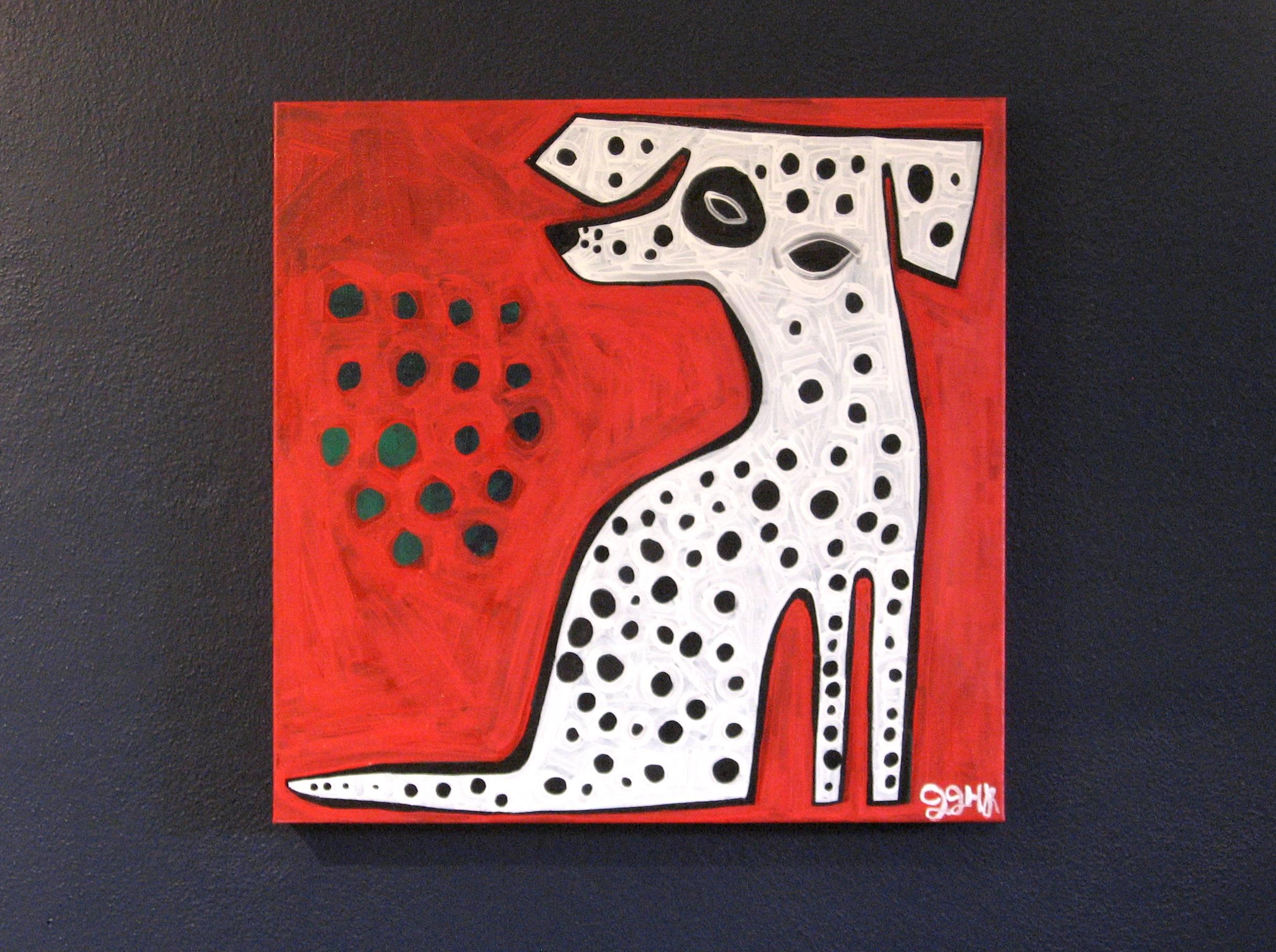 Dalmatian on Red - Outsider Art Painting by Jessica JH Roller