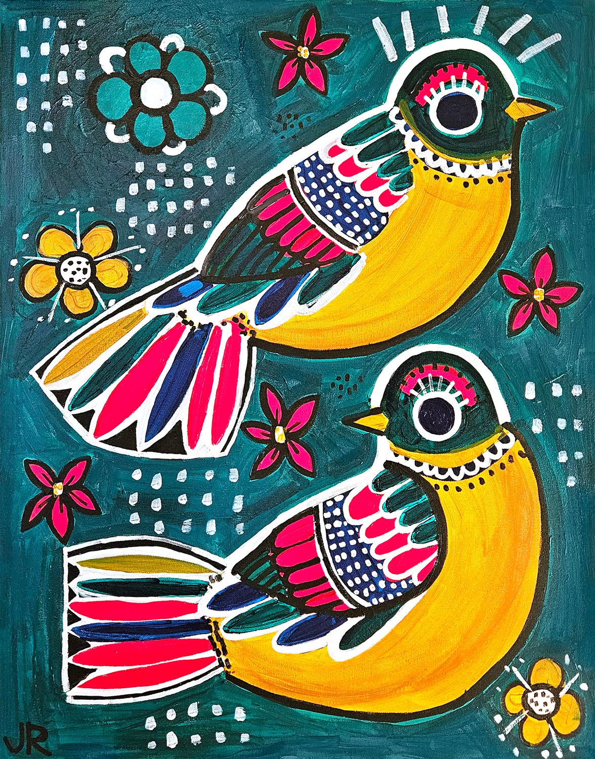 Decorated Birds, Original Painting