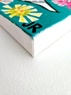 Doves with Zinnia, Original Painting