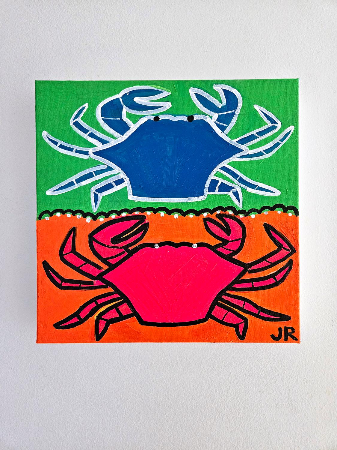 <p>Artist Comments<br />Artist Jessica JH Roller spent time in South Florida Beach, where numerous species of crabs roam on the shore, lagoon, and bike trail. Jessica depicted them in this painting with a simple style and strong color contrasts. A