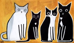 Four Cats, Original Painting