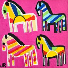 Used Four Rainbow Ponies, Original Painting