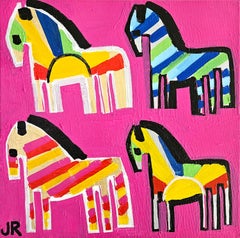Quattro pony arcobaleno, dipinto originale