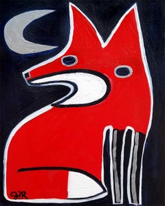 Fox and Moon, Original Painting