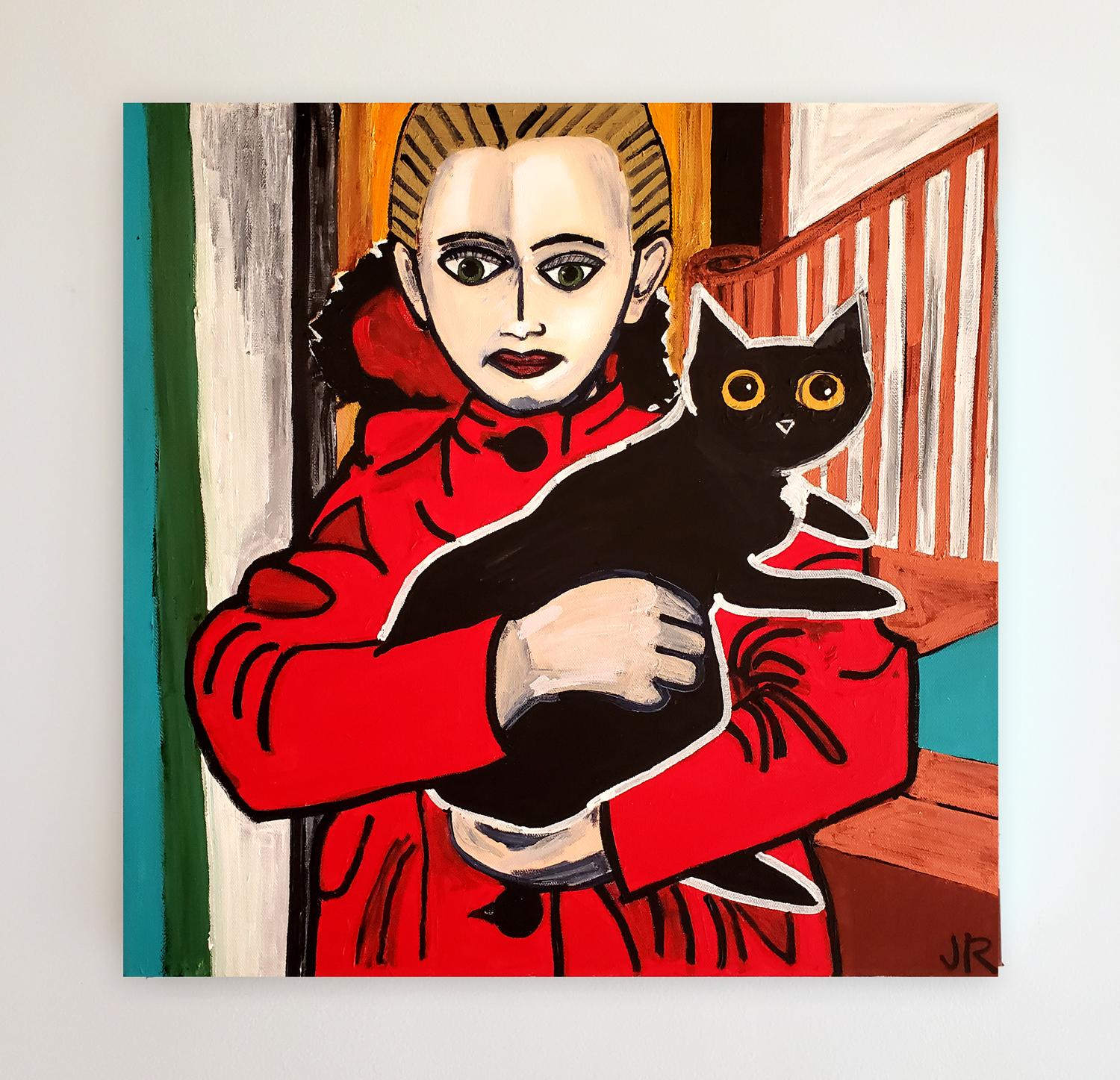 Chica con abrigo rojo, Pintura original - Painting Arte marginal de Jessica JH Roller