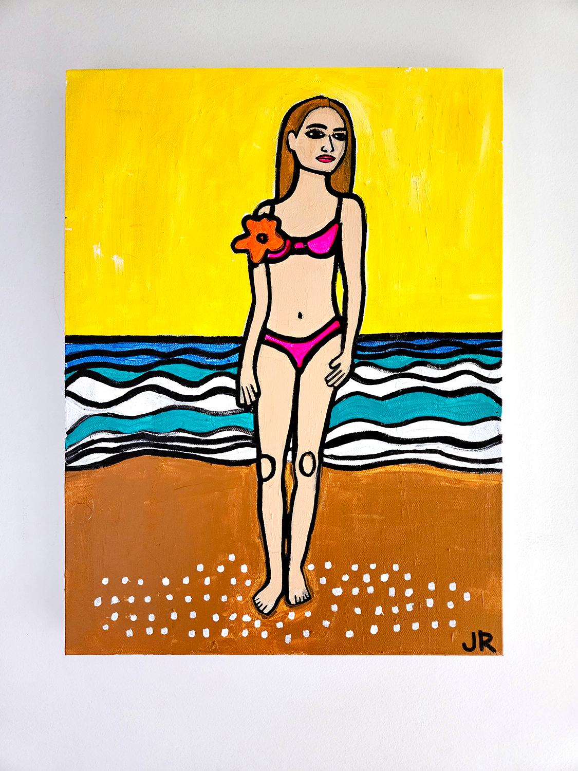 Ragazza sulla spiaggia, dipinto originale - Painting Outsider Art di Jessica JH Roller