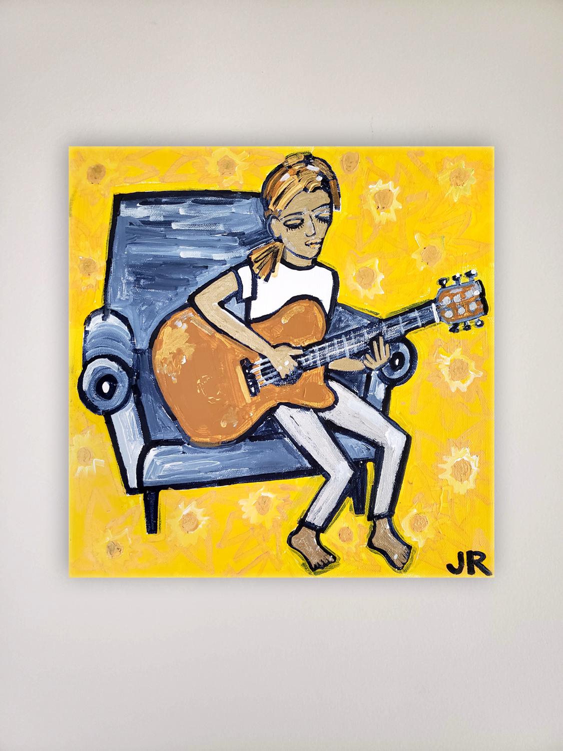 girl with guitar painting
