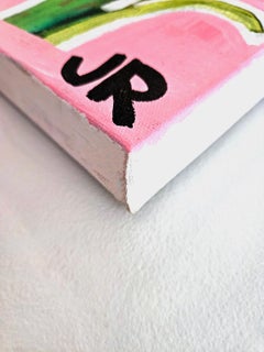 Girl with Black Cat and Plants, Original Painting