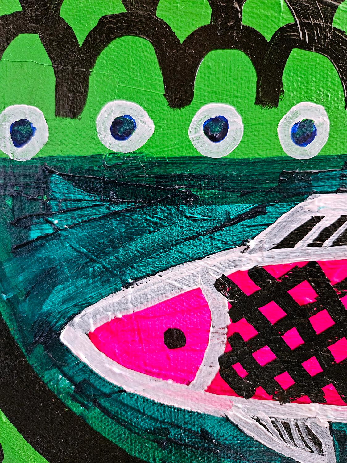 Halcón y pez, Pintura original en venta 1