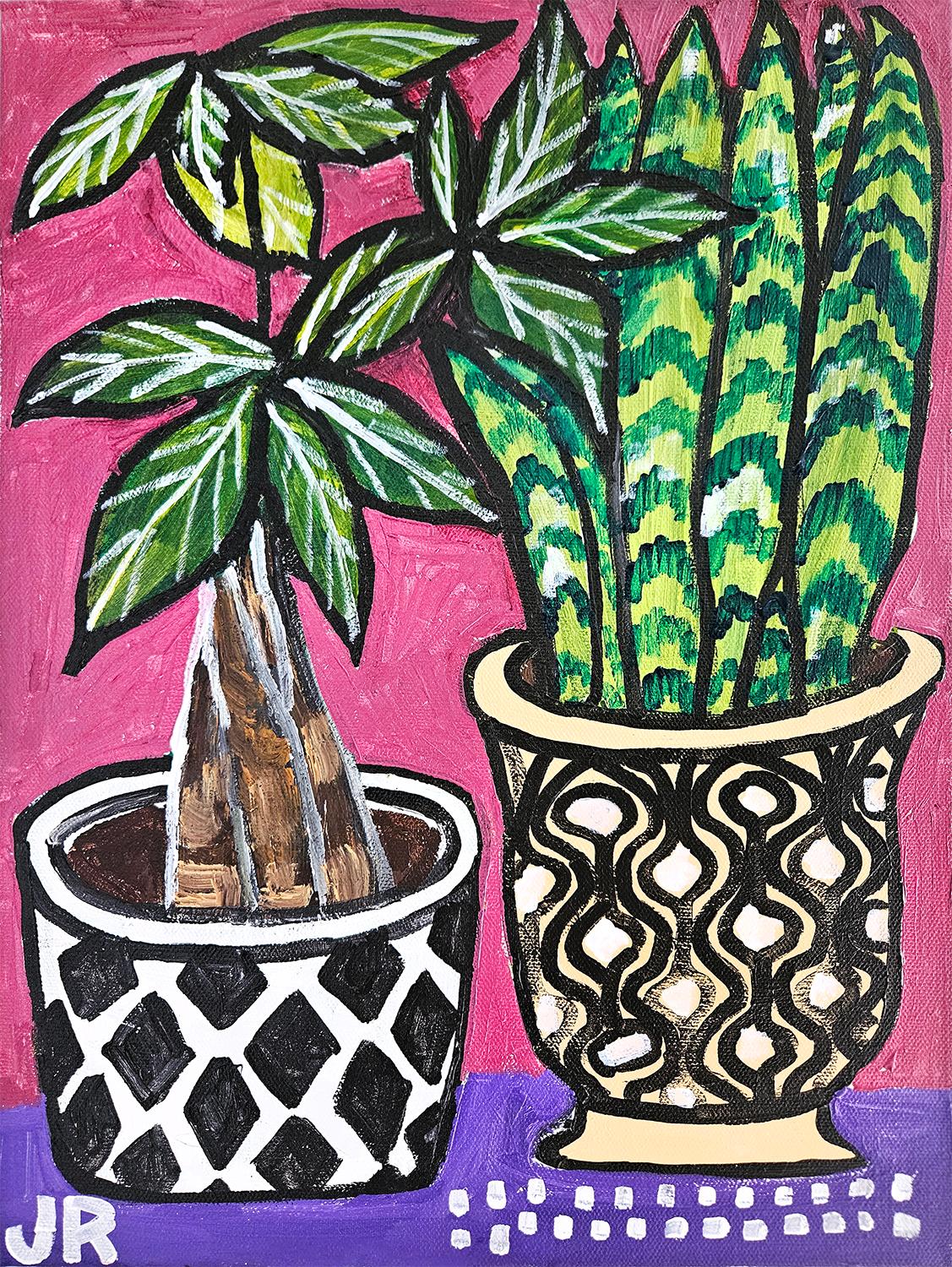 Jessica JH Roller Still-Life Painting - House Plants, Original Painting