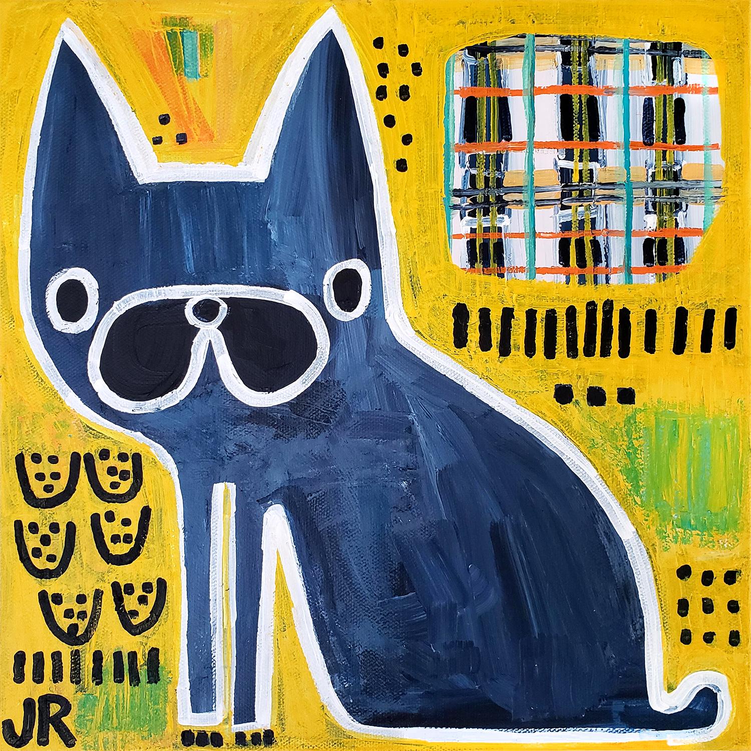 Animal Painting Jessica JH Roller - Petit chien avec couverture, peinture d'origine