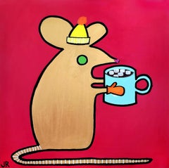 Mouse with Hot Chocolate, Original Painting