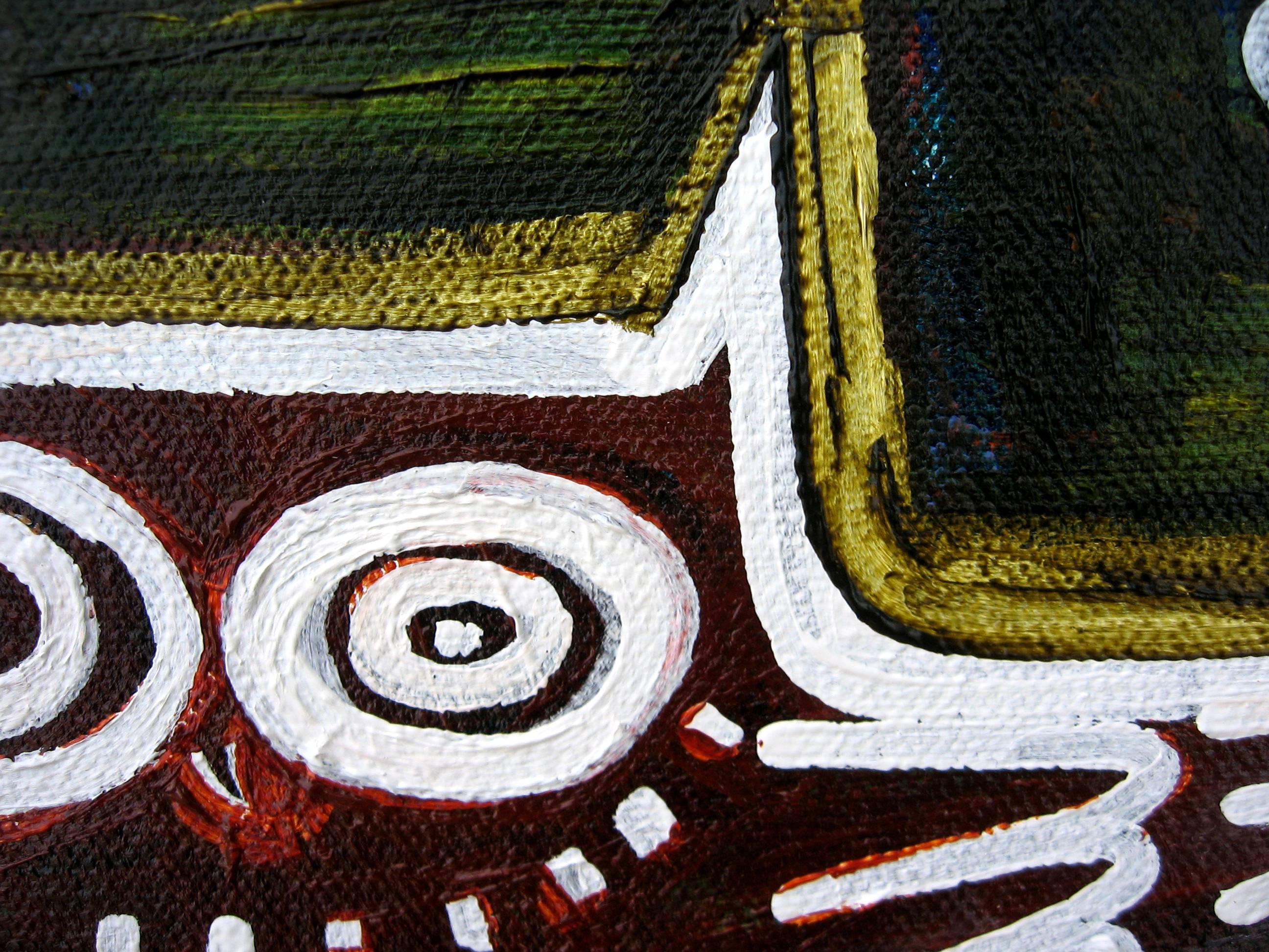 <p>Artist Comments<br>This is the third painting I created inspired by the Screech Owl that spends time in the Maple Tree in my front yard. It is my second painting of this owl with a C-moon overhead. The painting is on a gallery wrapped canvas with