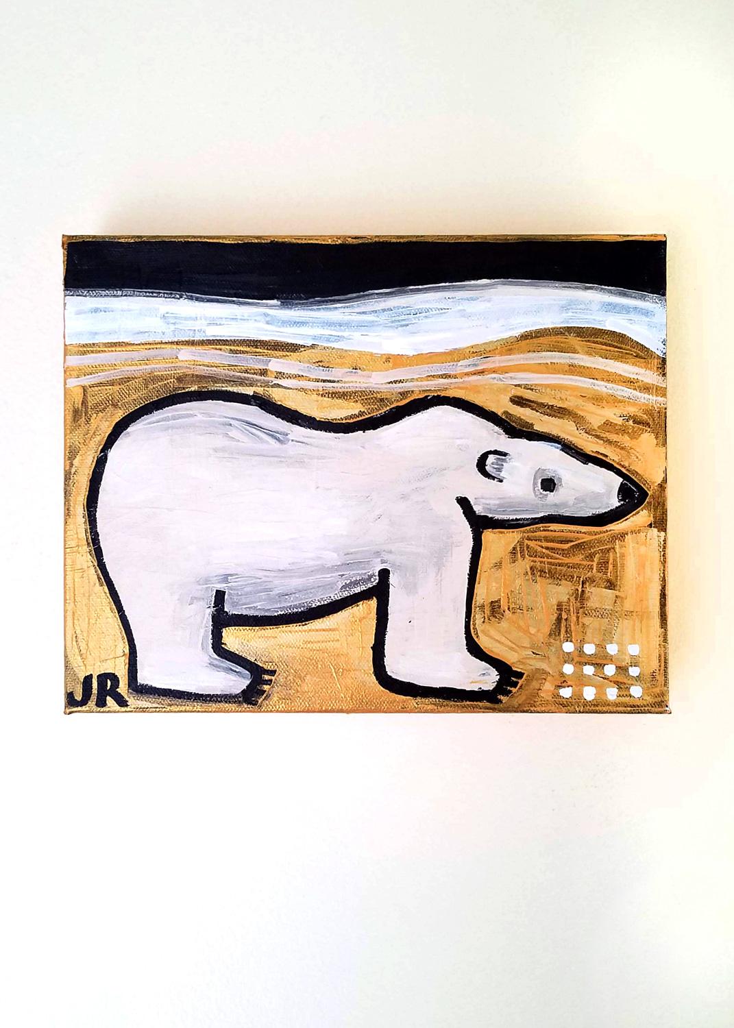 Polar Bear, Original Painting - Beige Animal Painting by Jessica JH Roller