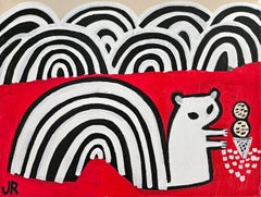 Squirrel with Chocolate Chip Ice Cream, Original Painting