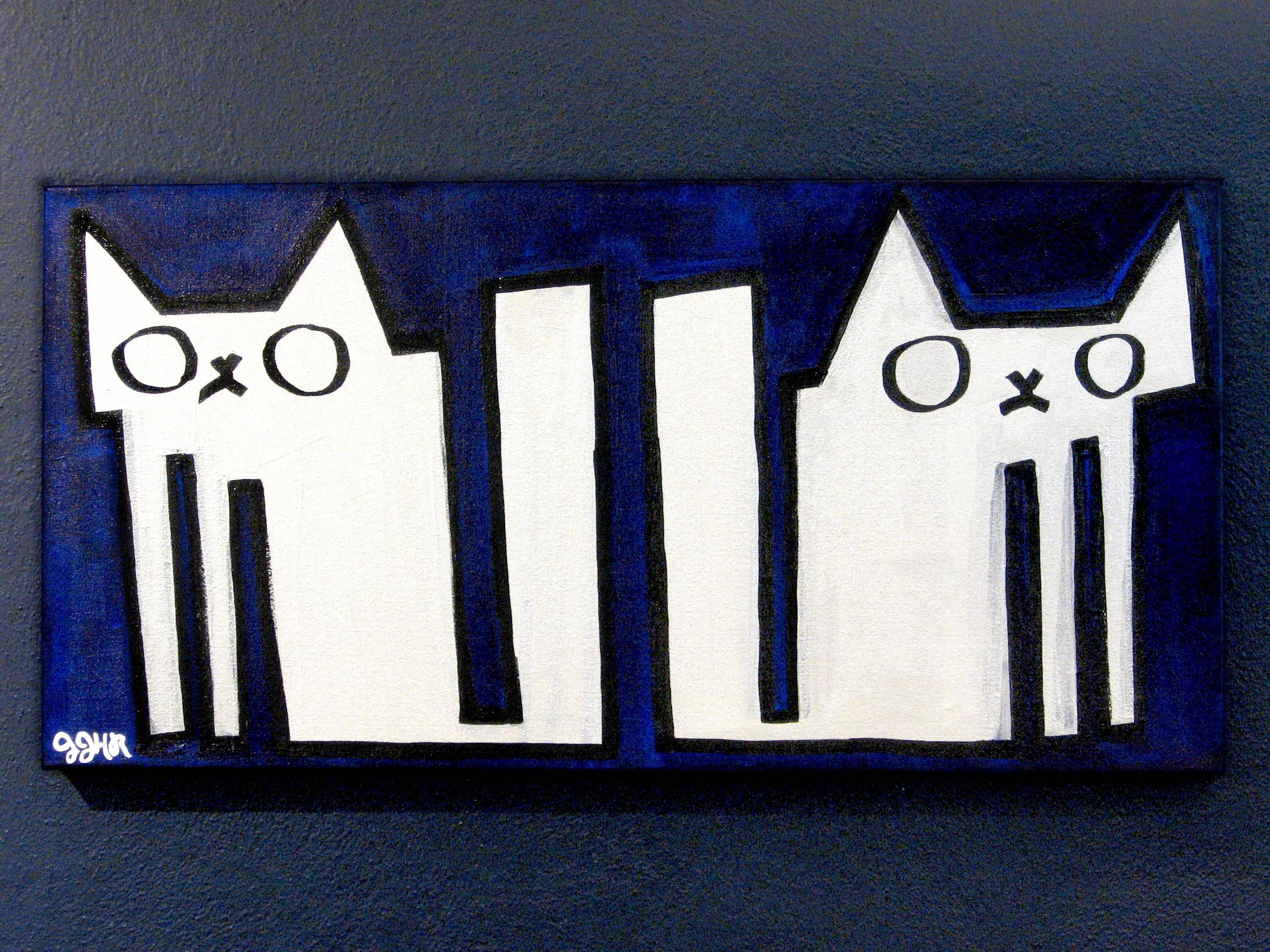 Sugarcubes on Dark Blue  - Outsider Art Painting by Jessica JH Roller