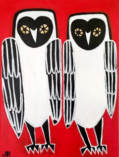 Two Barn Owls, Original Painting