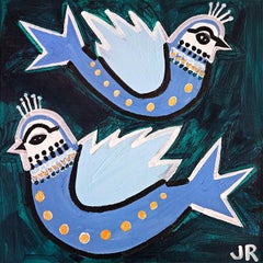 Used Two Blue Birds, Original Painting