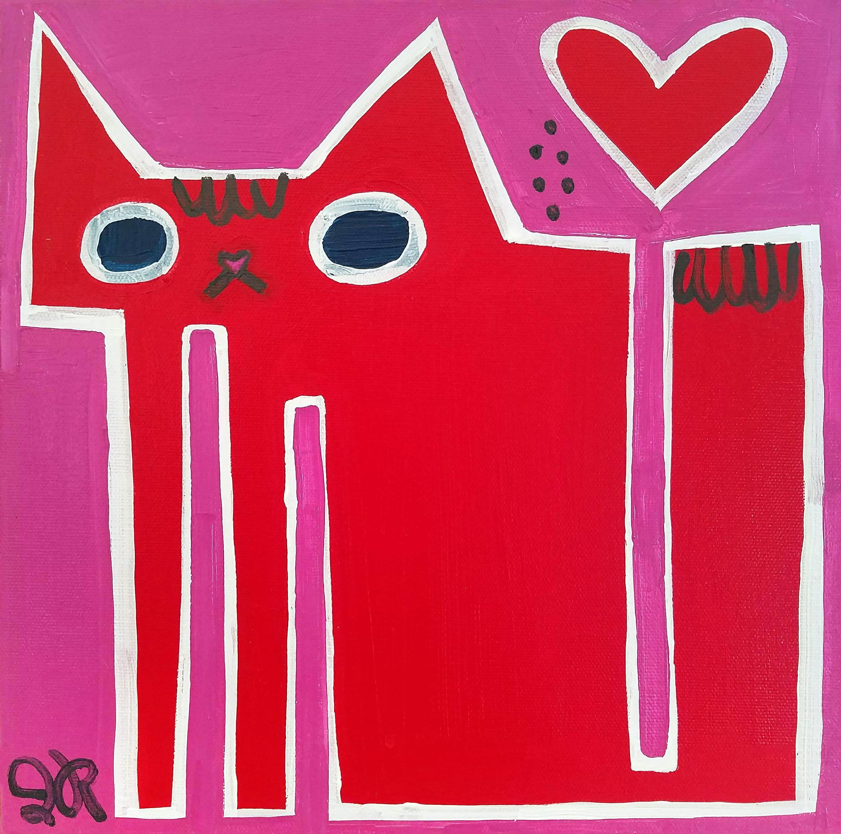 Jessica JH Roller Animal Painting - Valentine's Cat