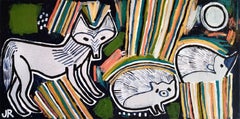 Wolf and Hedgehogs, Original Painting