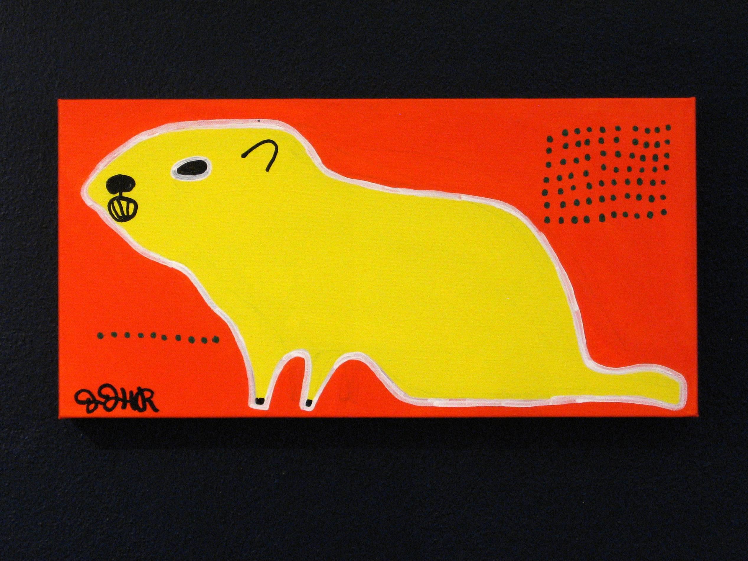Yellow Groundhog - Pop Art Painting by Jessica JH Roller